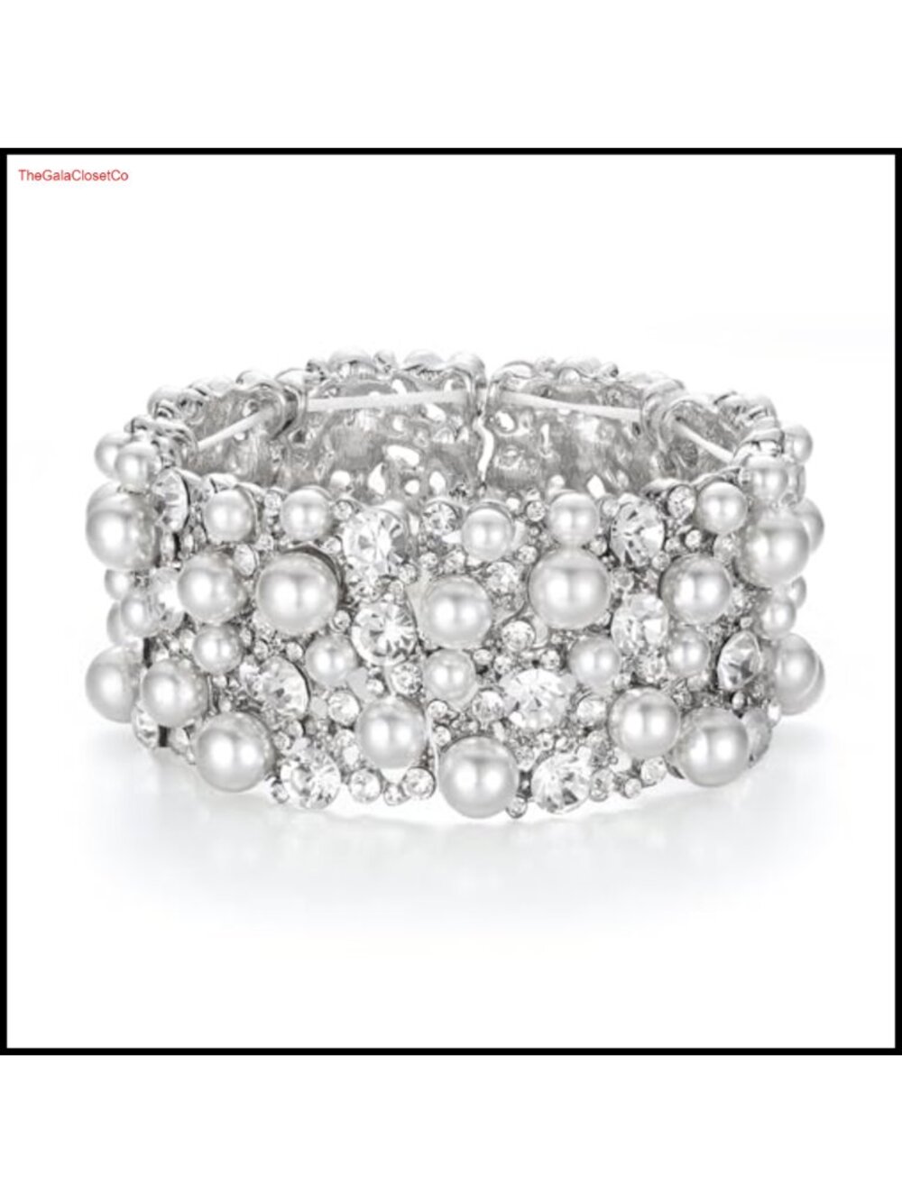 Crystal Simulated Pearl Stretch Bracelet Bridal Wedding Elastic